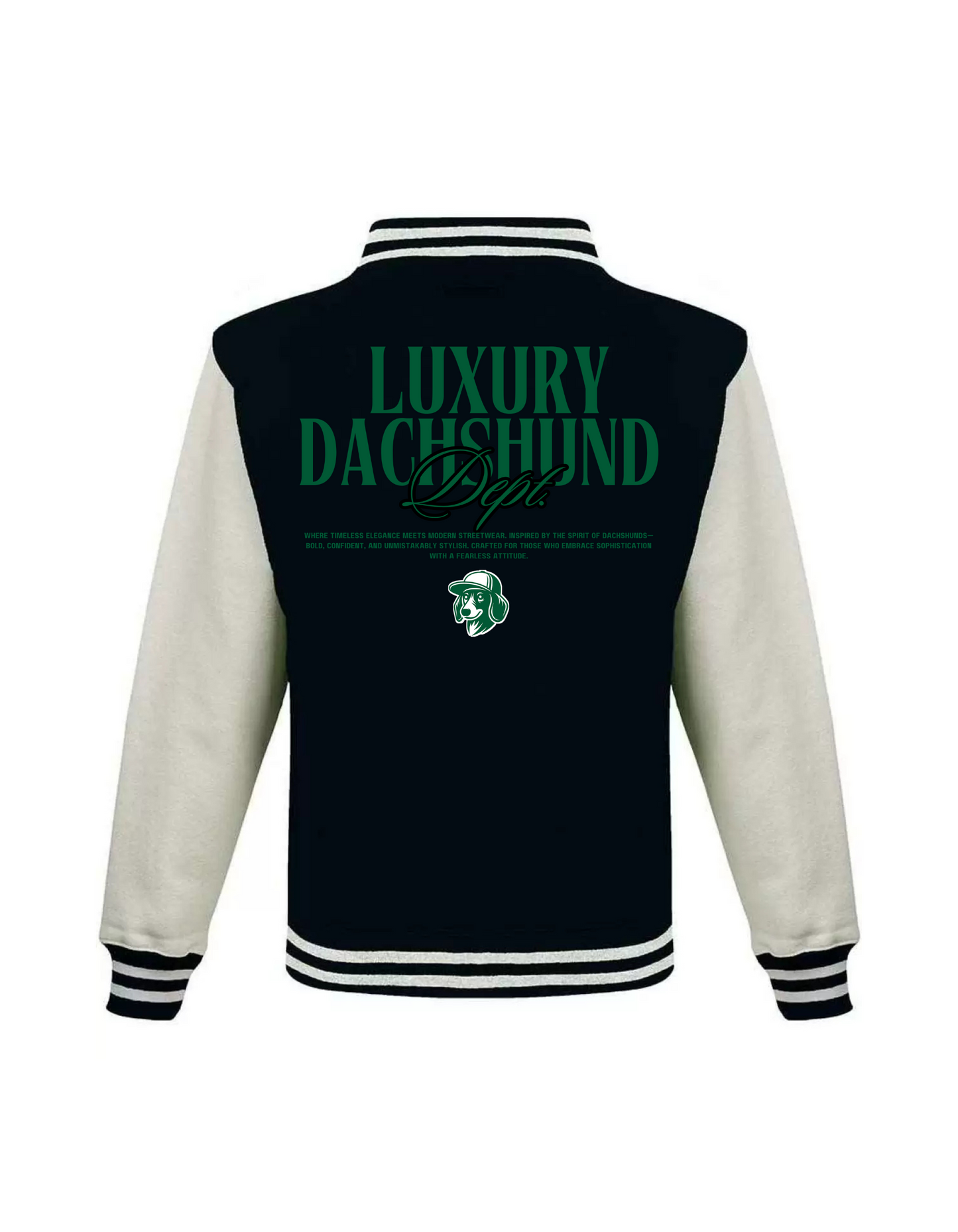 Luxury Dachshund Dept Varsity Jacket