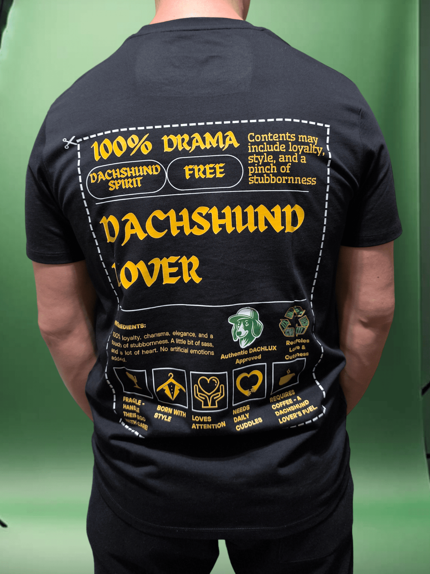 DACHSHUND LOVER GOLDEN LABEL ORGANIKUS PAMUT PÓLÓ - DACHLUX
