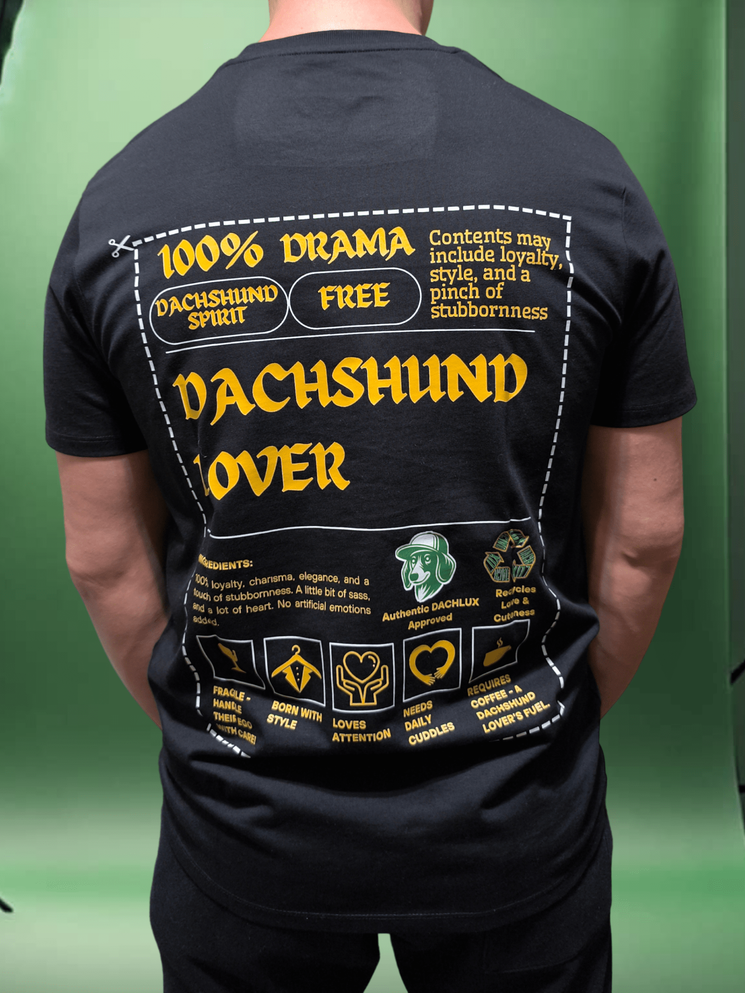 DACHSHUND LOVER GOLDEN LABEL ORGANIKUS PAMUT PÓLÓ - DACHLUX