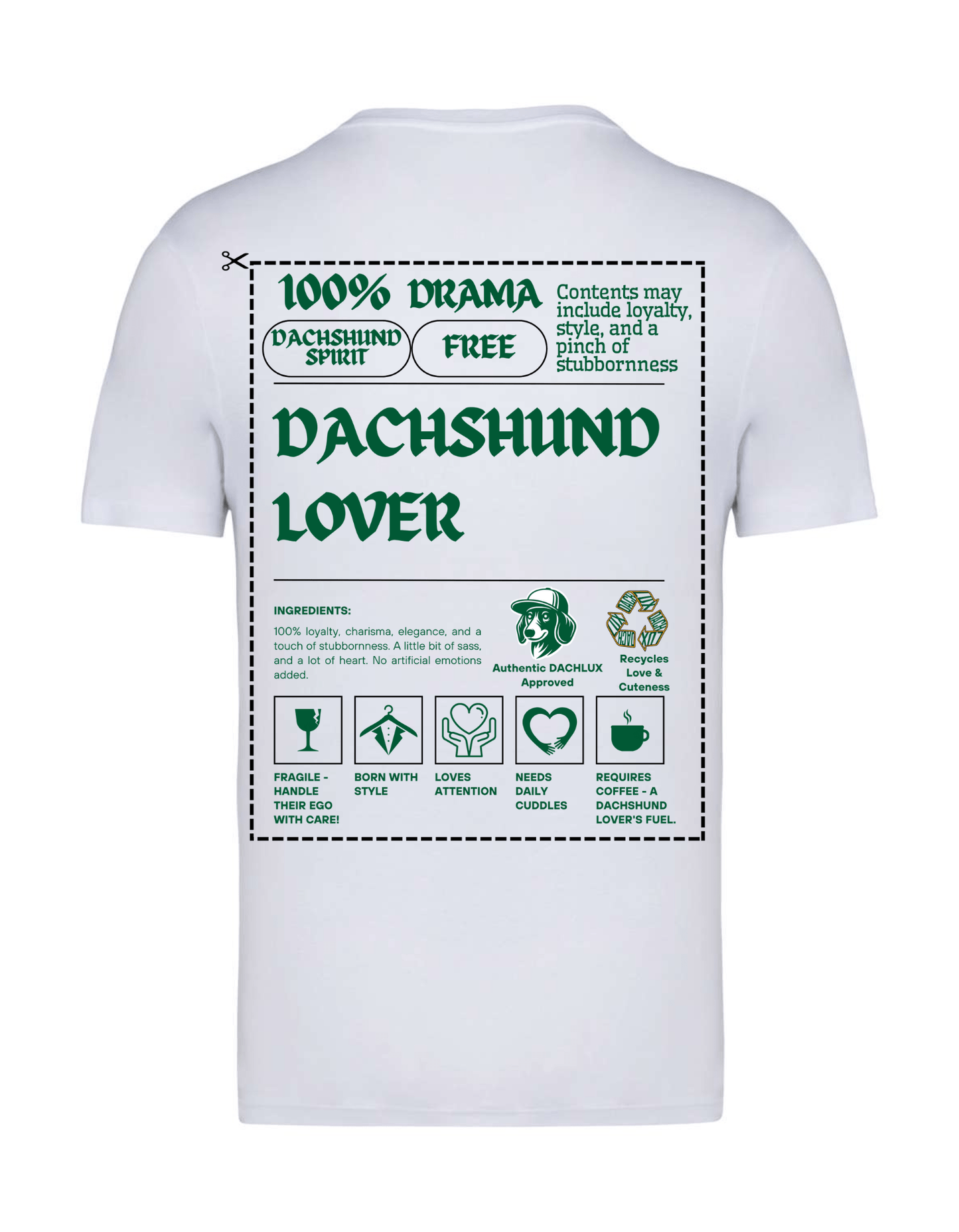 DACHSHUND LOVER GREEN LABEL ORGANIKUS PAMUT PÓLÓ - DACHLUX
